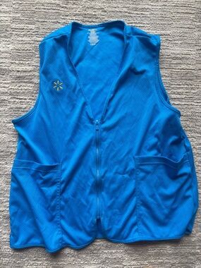 Men's Blue Zip-Front Work Vest - Logo